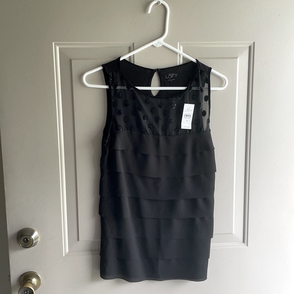 LOFT Black Ruffled Tank - Picture 2 of 5